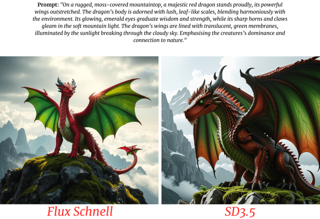 Red-Green color dragon set in a cloudy and mountainous place style generation 