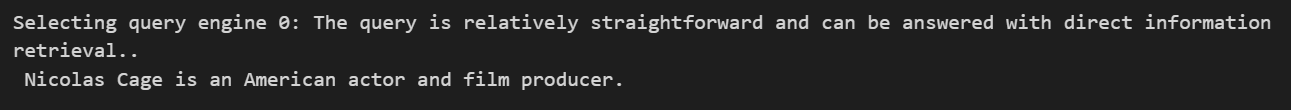 RouterQueryEngine output choosing simple_tool. Image by author.