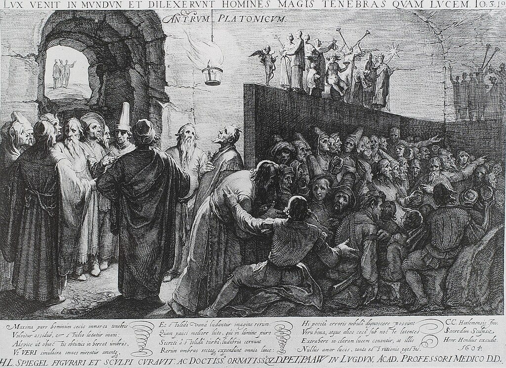 Platos allegory of the cave by Jan Saenredam public domain.