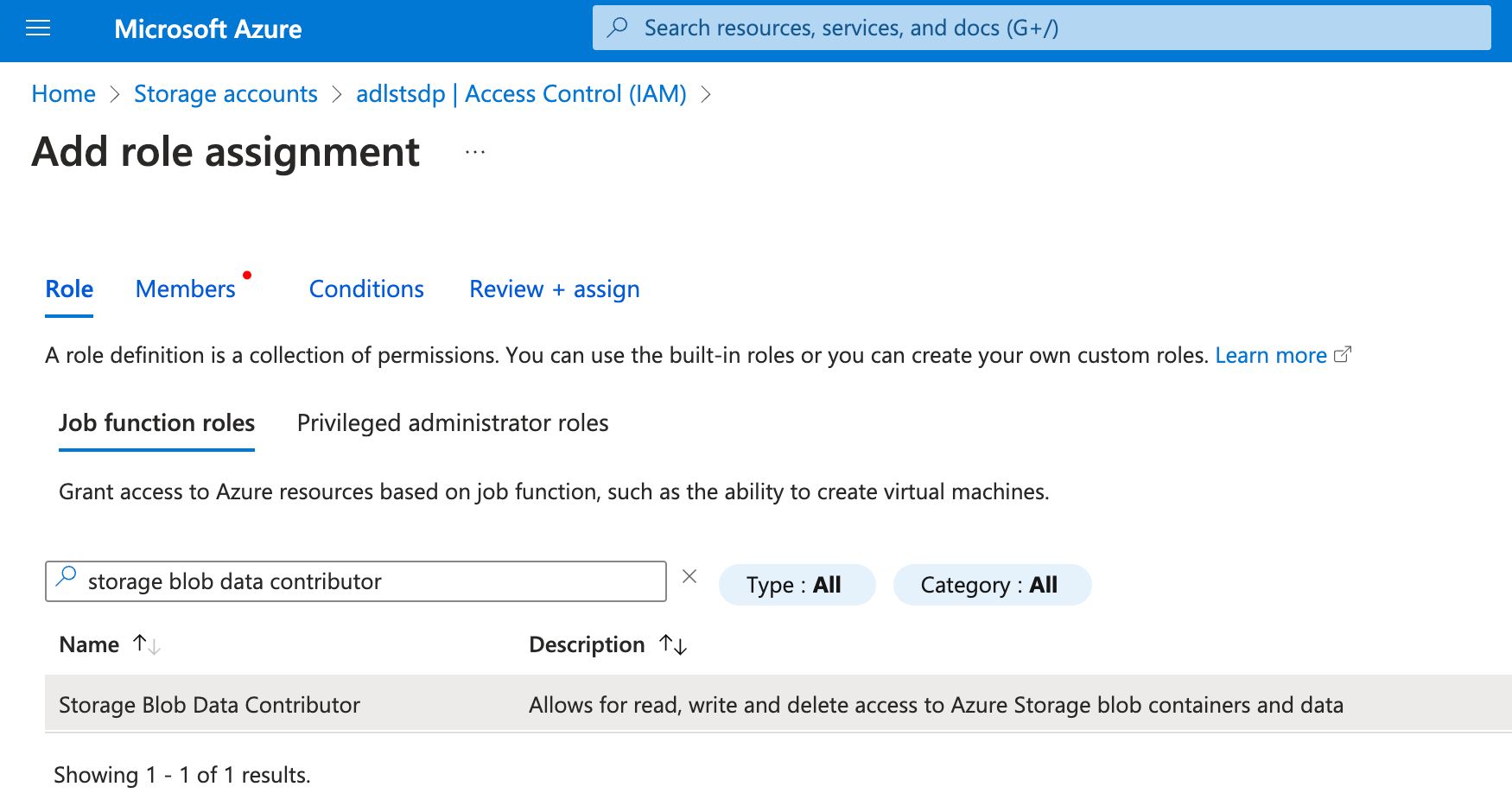 Storage account - Grant access right 2/3 Image by author